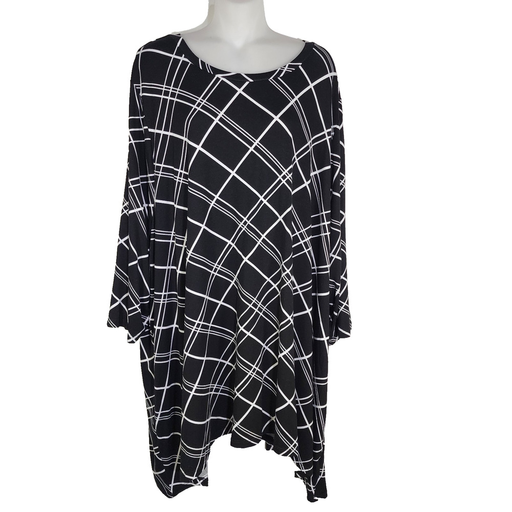 Jessica London Women's Plus Size Stretch Knit Swing Tunic Top Size 30/32 Black